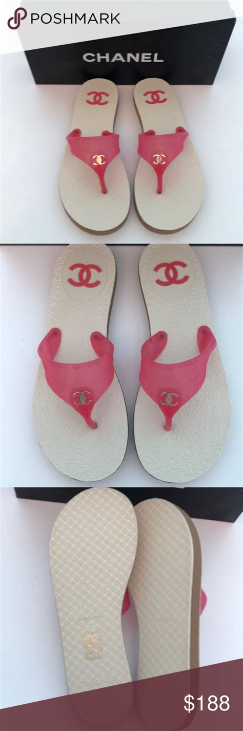 pink chanel flip flops|Chanel flip flops with chain.